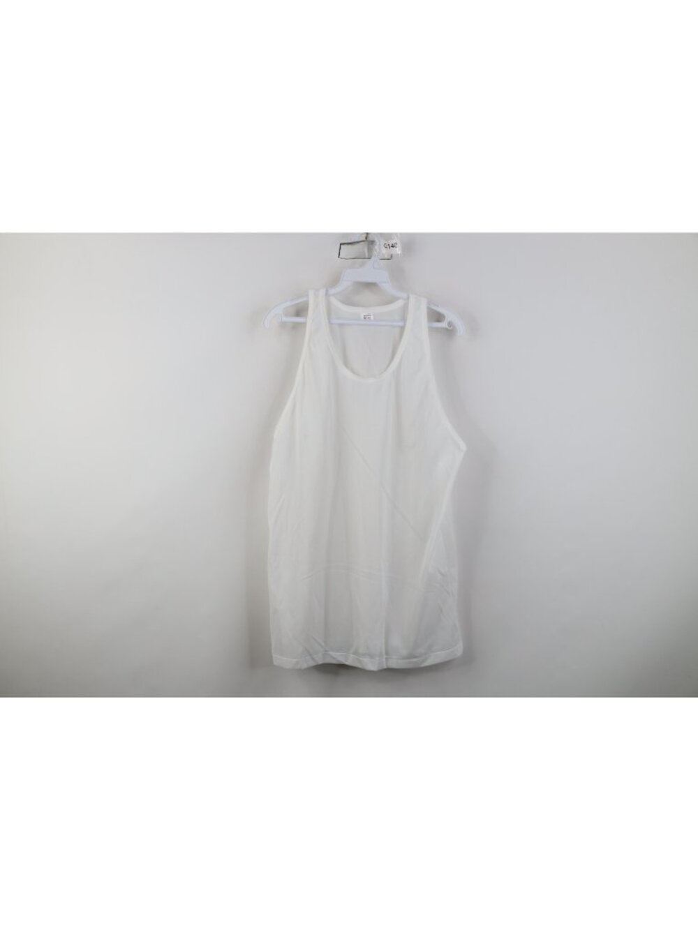 Vtg 60s 70s Streetwear Mens Large Blank Mesh Nylon Tank Top T-Shirt White USA